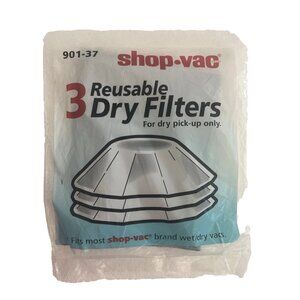 Shop Vac 3 Reusable Dry Pick-Up Only 901-37 Most Wet /Dry Vacs